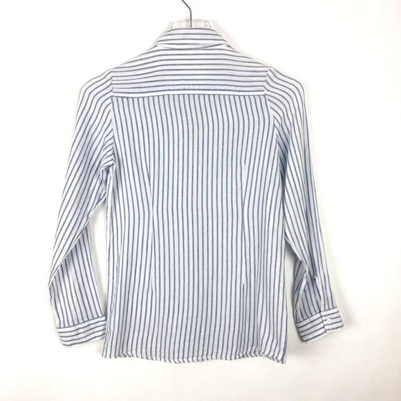 Japna Shirt Kids Size 12 White Blue Striped Button Down 100% Cotton Lightweight - Picture 11 of 12